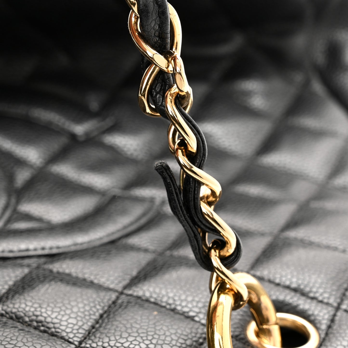 Caviar Quilted Grand Shopping Tote GST Black