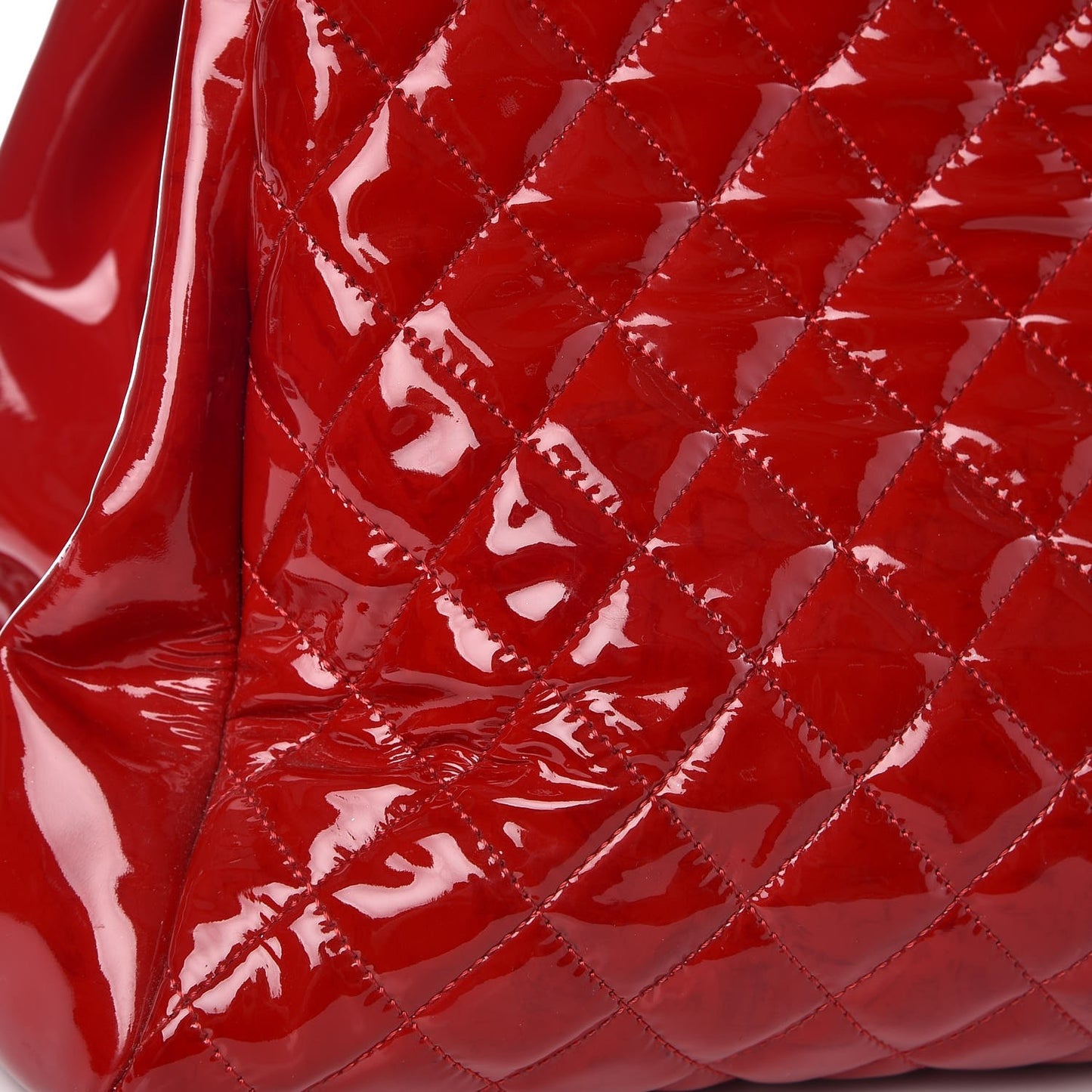 Patent Quilted Maxi Just Mademoiselle Bowling Bag Red