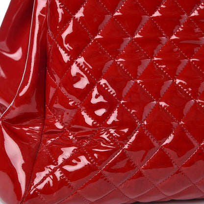 Chanel Patent Quilted Maxi Just Mademoiselle Bowling Bag Red 10 of 11