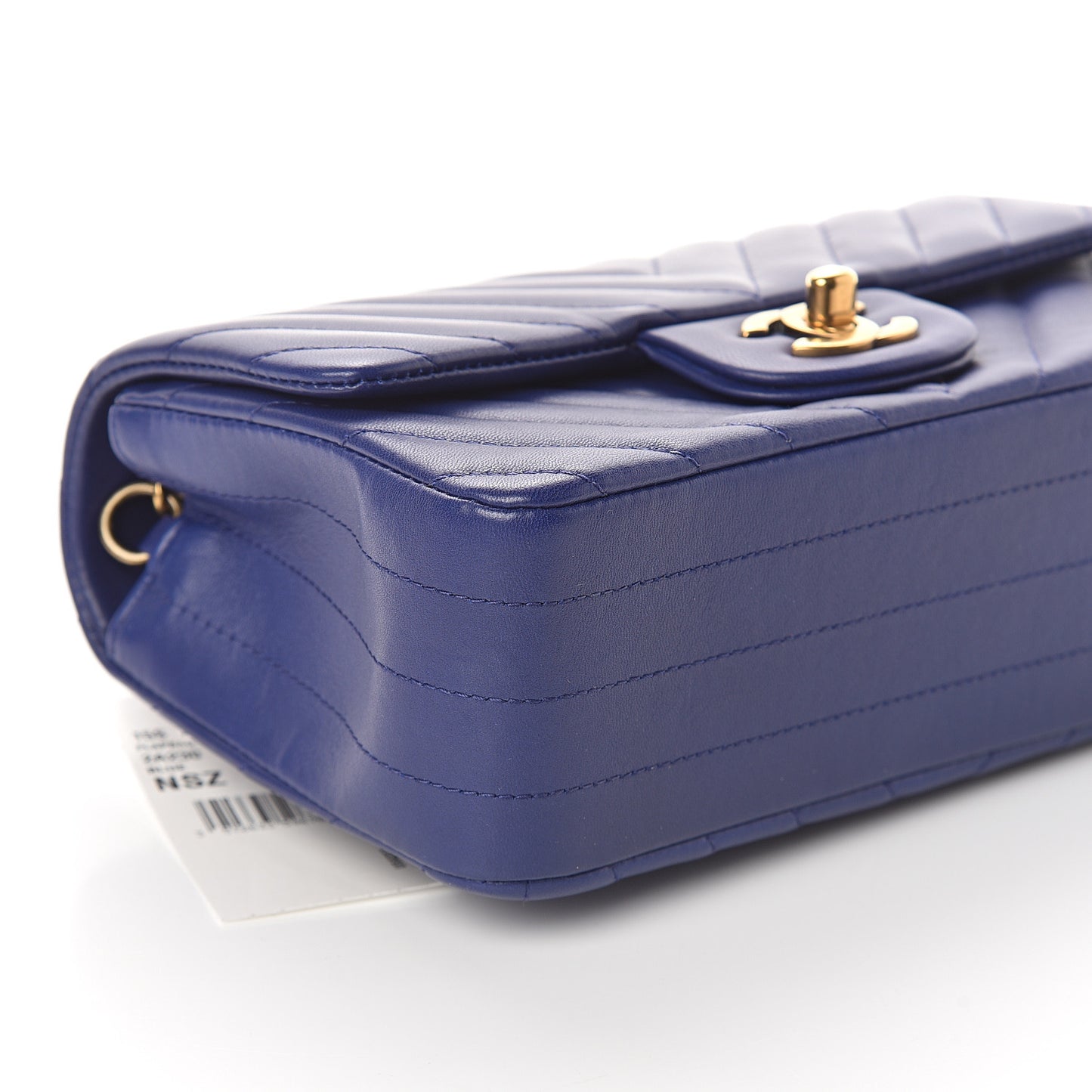 Lambskin Chevron Quilted Mini Rectangular Flap Blue