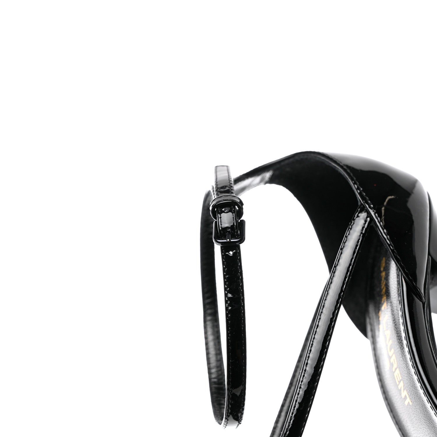 Saint Laurent Patent Cassandra 100 Ankle Strap Sandals 37.5 Black 10 of 13