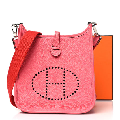 Hermes Taurillon Clemence Amazone Evelyne TPM Rose Azalee Rouge Pivoine 11 of 11