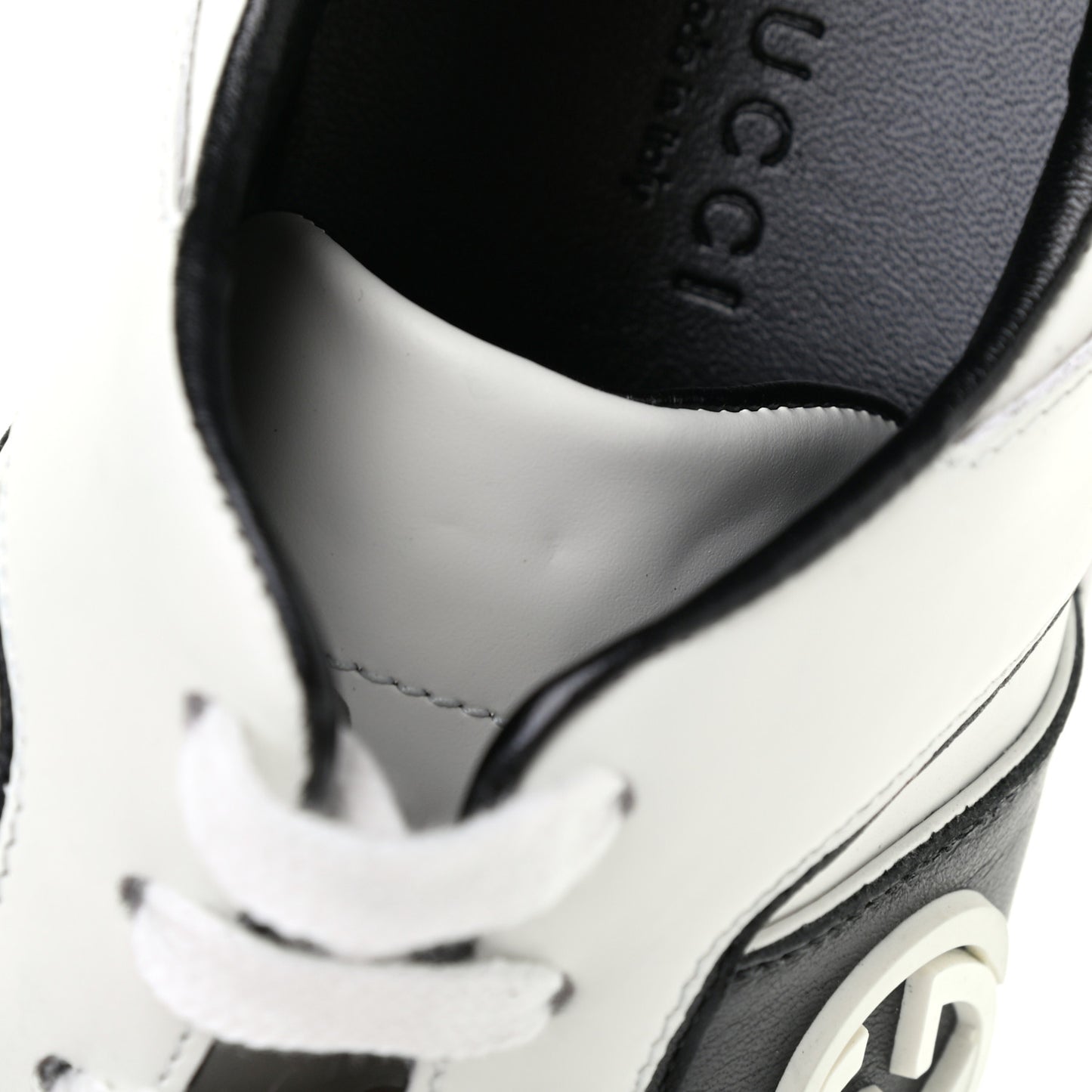 Calfskin Womens Interlocking G Sneakers 35.5 Black White