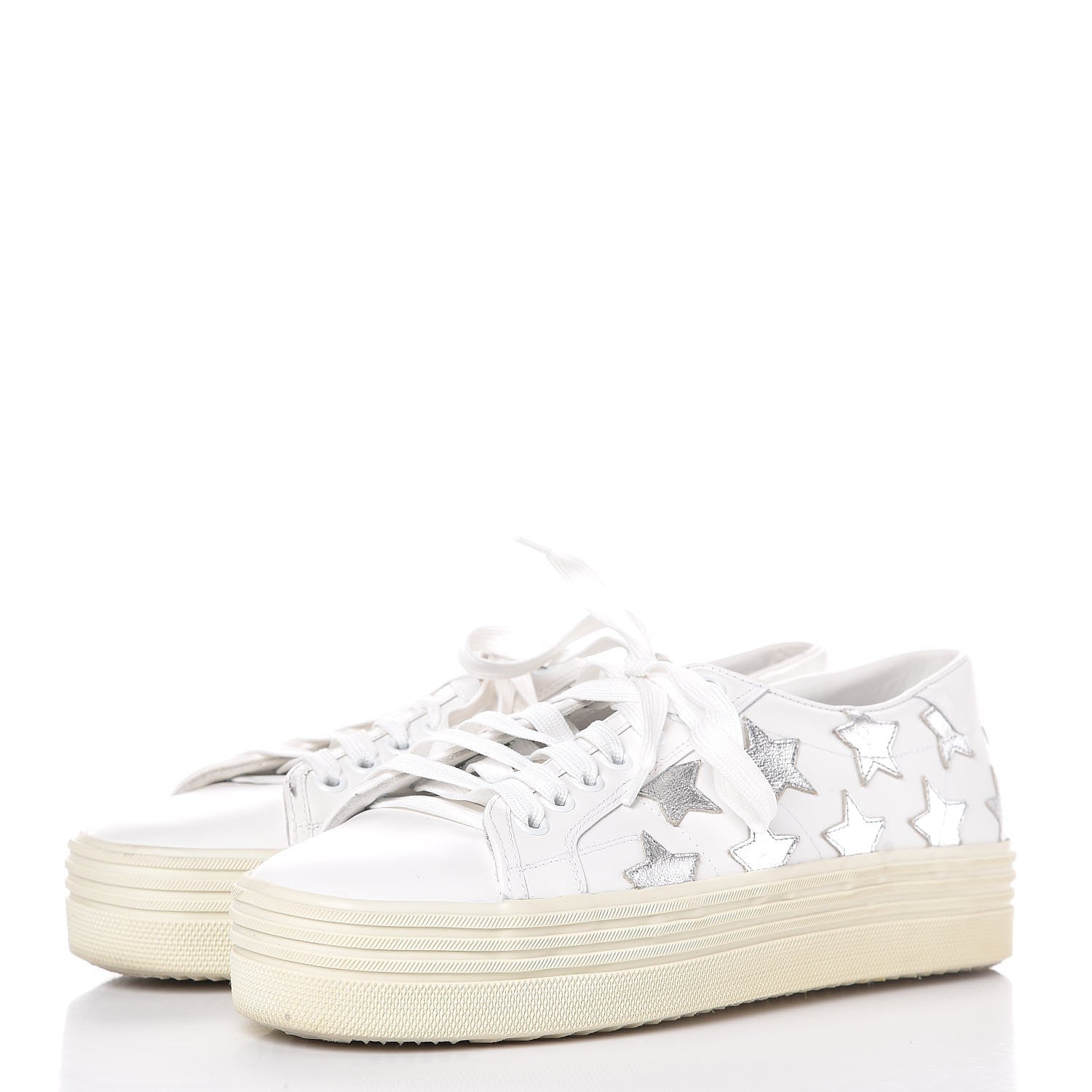 Saint Laurent Calfskin Star Court Sneakers 39.5 White Argent 3 of 8