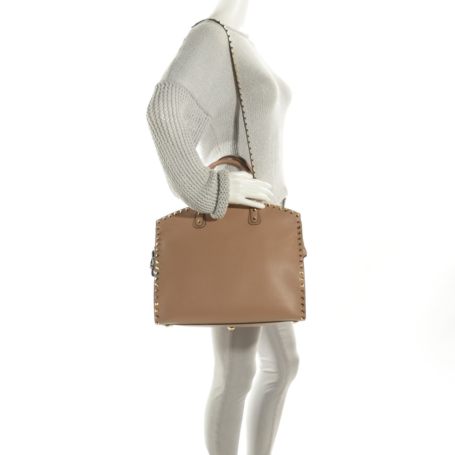 Valentino Garavani Vitello Rockstud Dome Shopper Alpaca 2 of 8