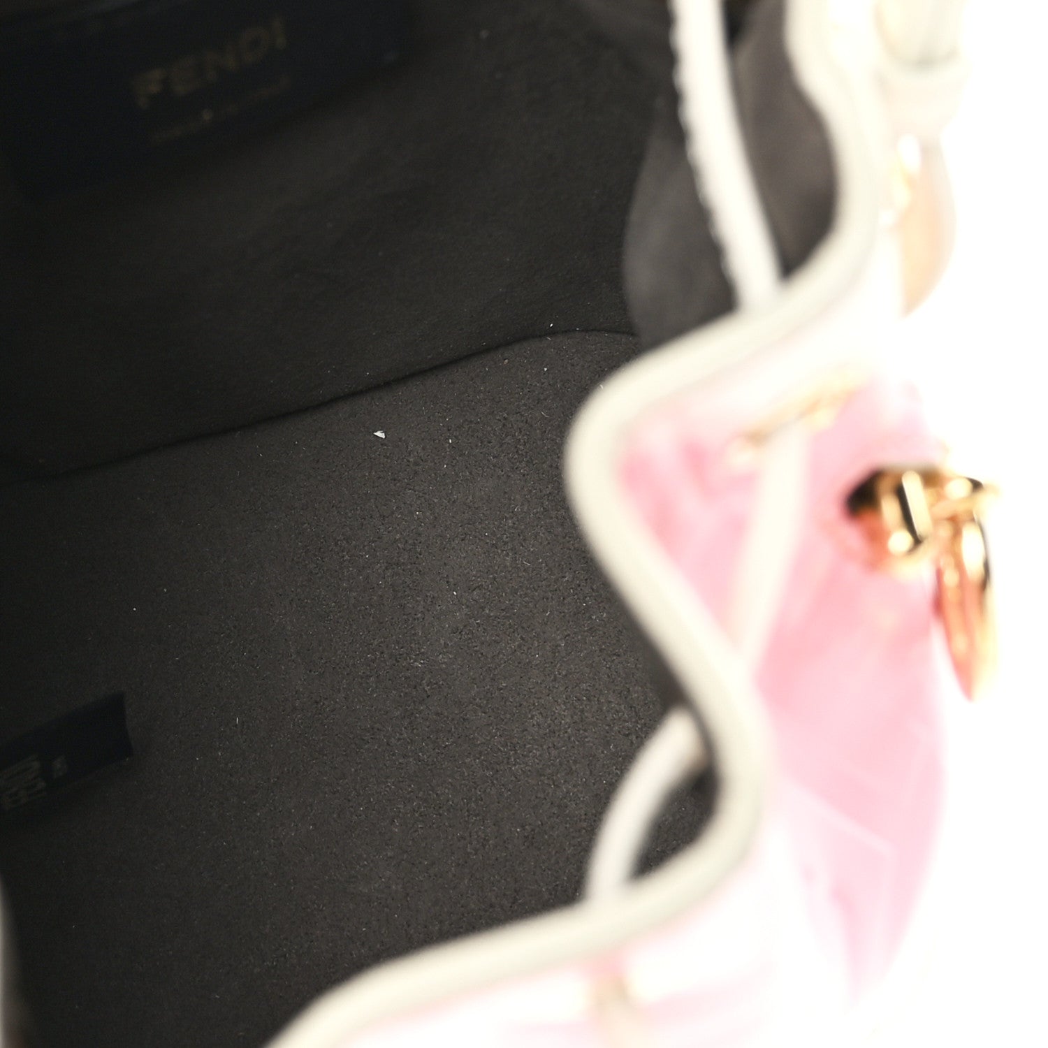 Fendi Vitello King F is Fendi FF Embossed Striped Mini Mon Tresor Bucket Bag Light Rose Multicolor White Ice 4 of 10