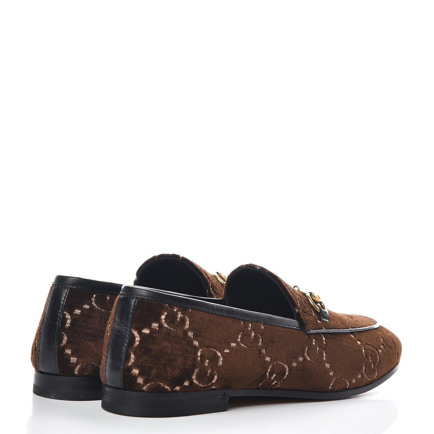 Gucci Velvet GG Monogram Horsebit Womens Jordaan Loafers 37.5 Brown Black 4 of 9