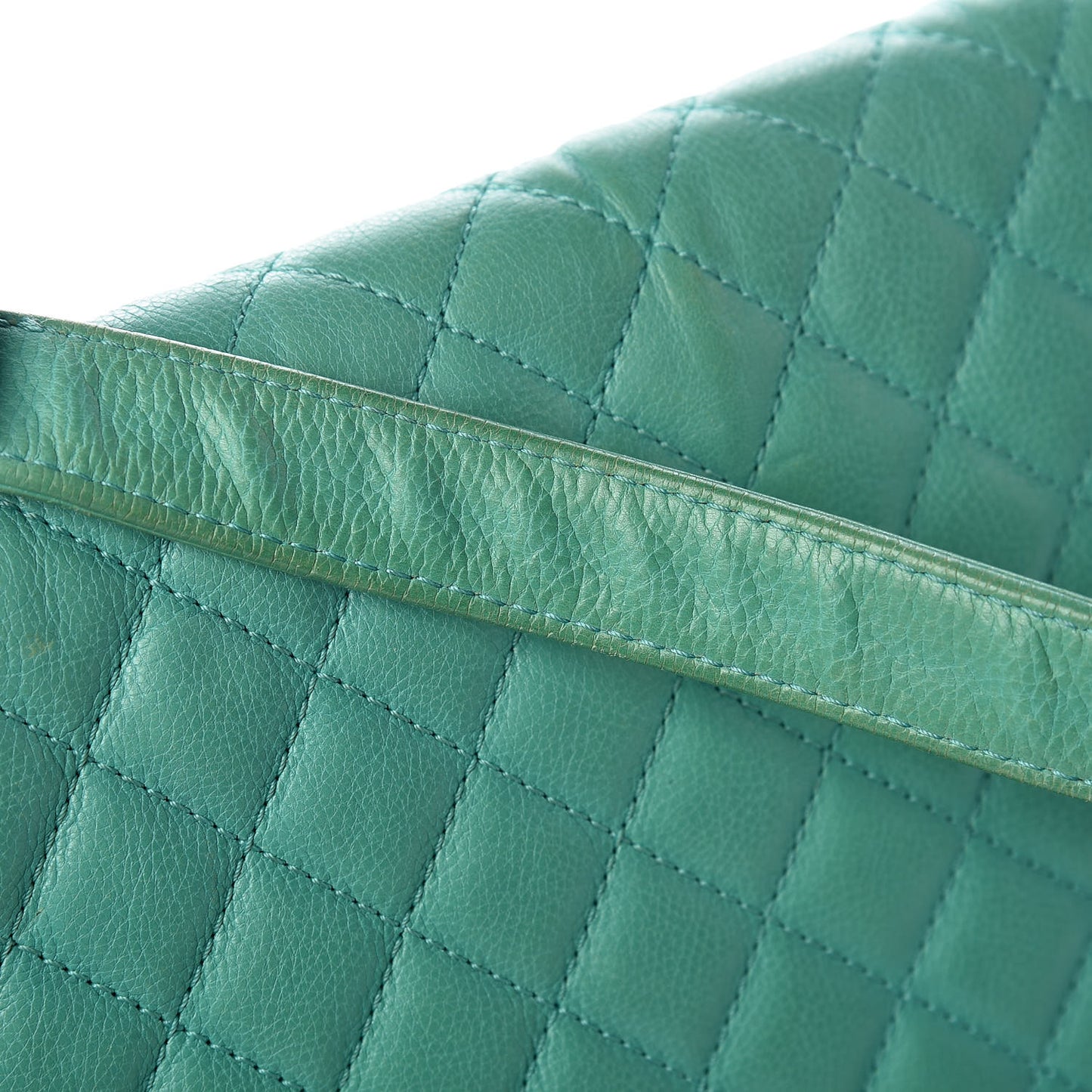 Calfskin Quilted Large Boy Flap Green