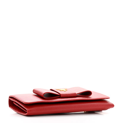 Prada Saffiano Fiocco Bow Continental Wallet Fuoco 4 of 10