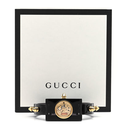 Gucci Stainless Steel Plexiglass 24mm Skeleton Stud Quartz Watch Black 5 of 5