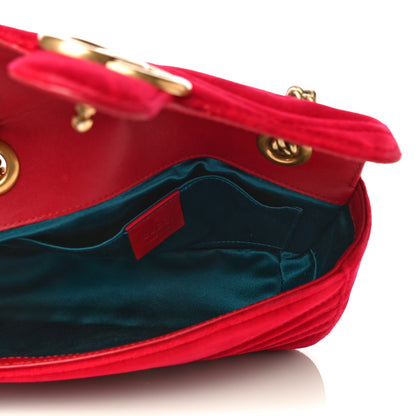 Gucci Velvet Matelasse Mini GG Marmont Shoulder Bag Hibiscus Red 5 of 17