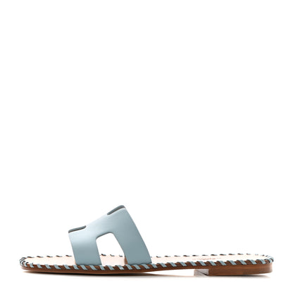 Hermes Box Calfskin Braided Oran Sandals 36.5 Vert D'Eau 1 of 9