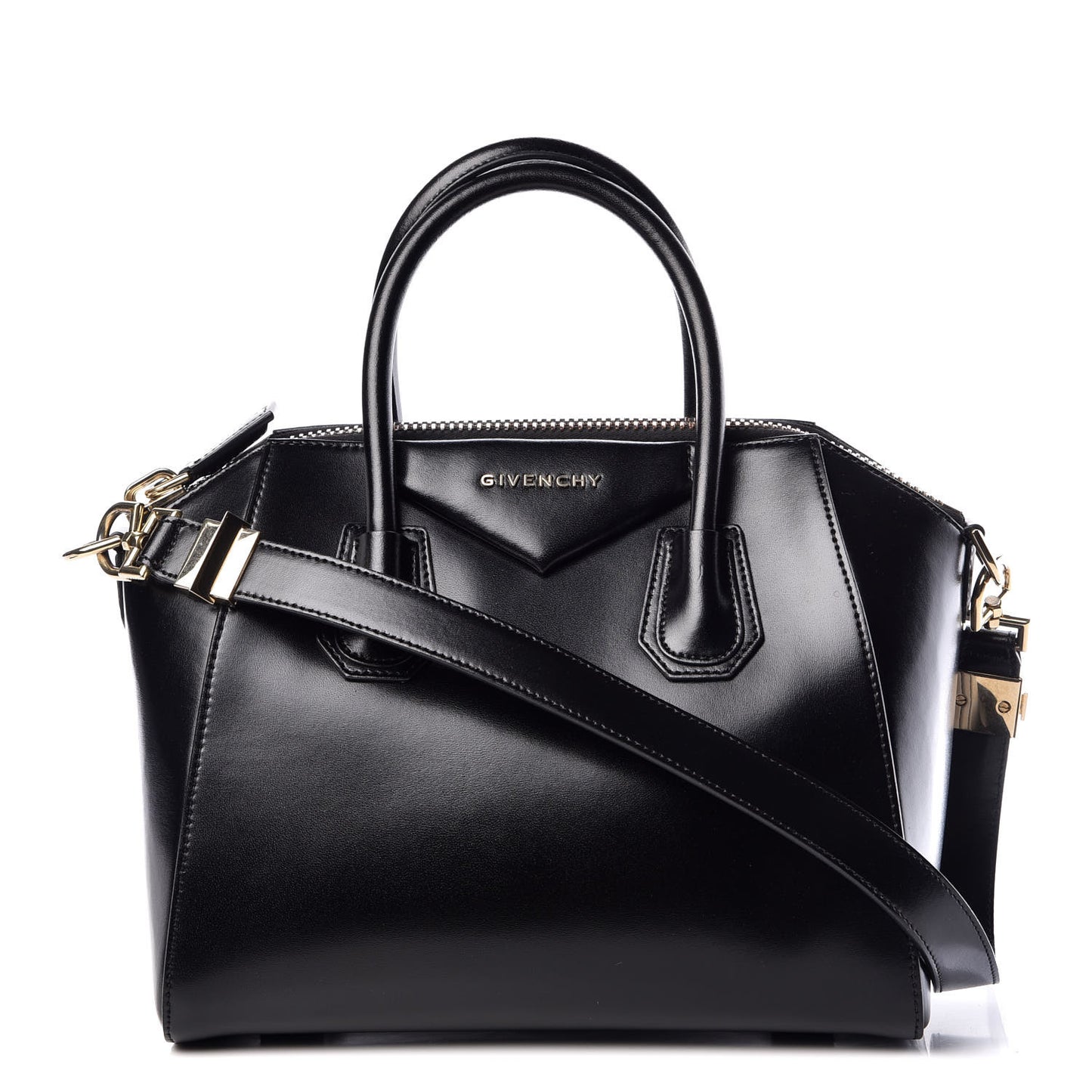 Shiny Lord Calfskin Small Antigona Black