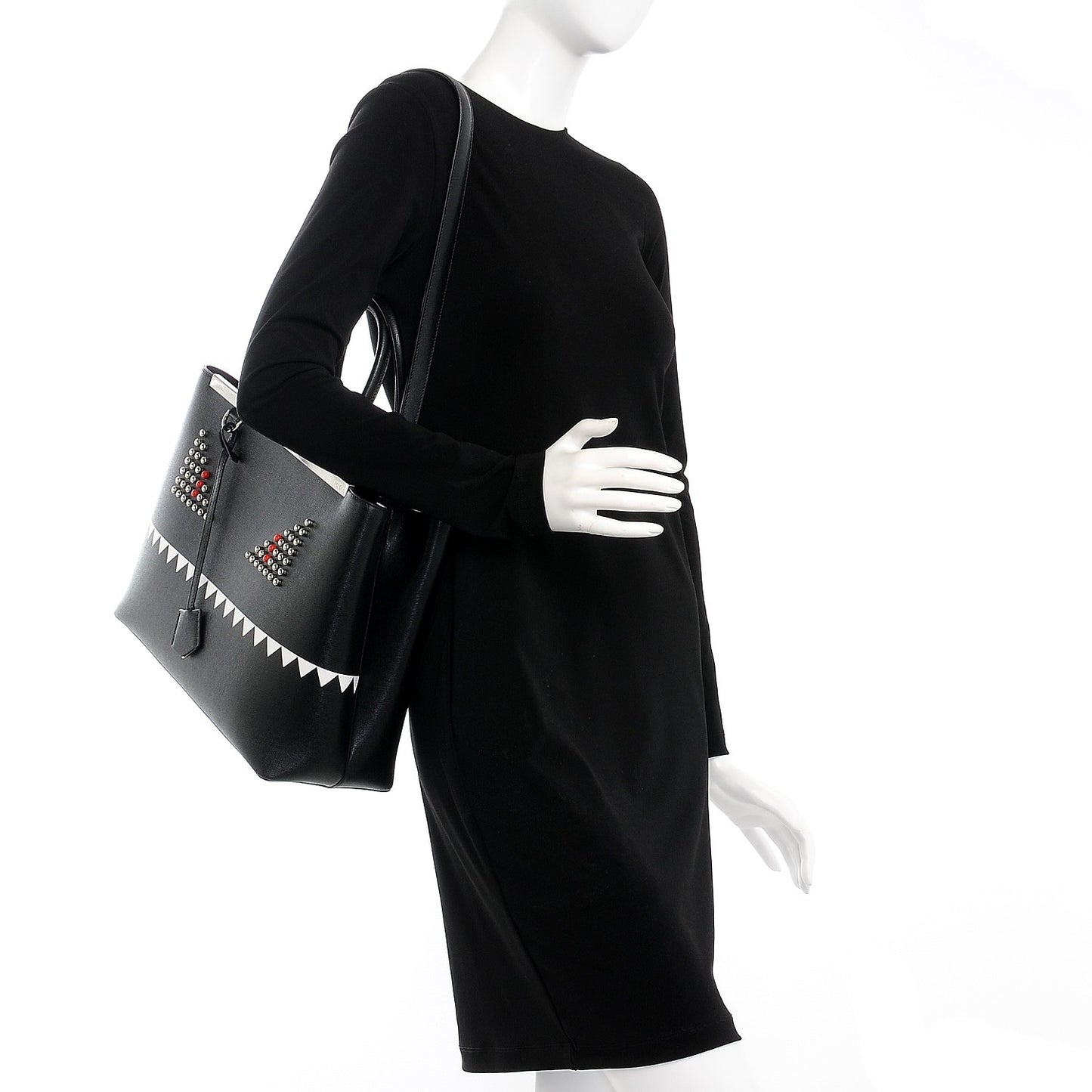 Vitello Elite Studded Monster Medium 2Jours Tote Black