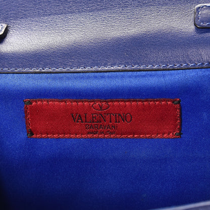 Valentino Garavani Vitello Rockstud Wallet on Chain Blue 6 of 6