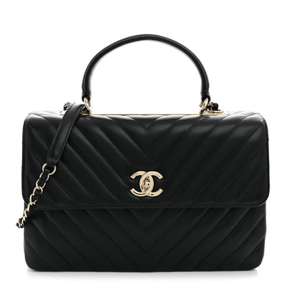 Chanel Lambskin Chevron Quilted Medium Trendy CC Dual Handle Flap Bag Black 1 of 13