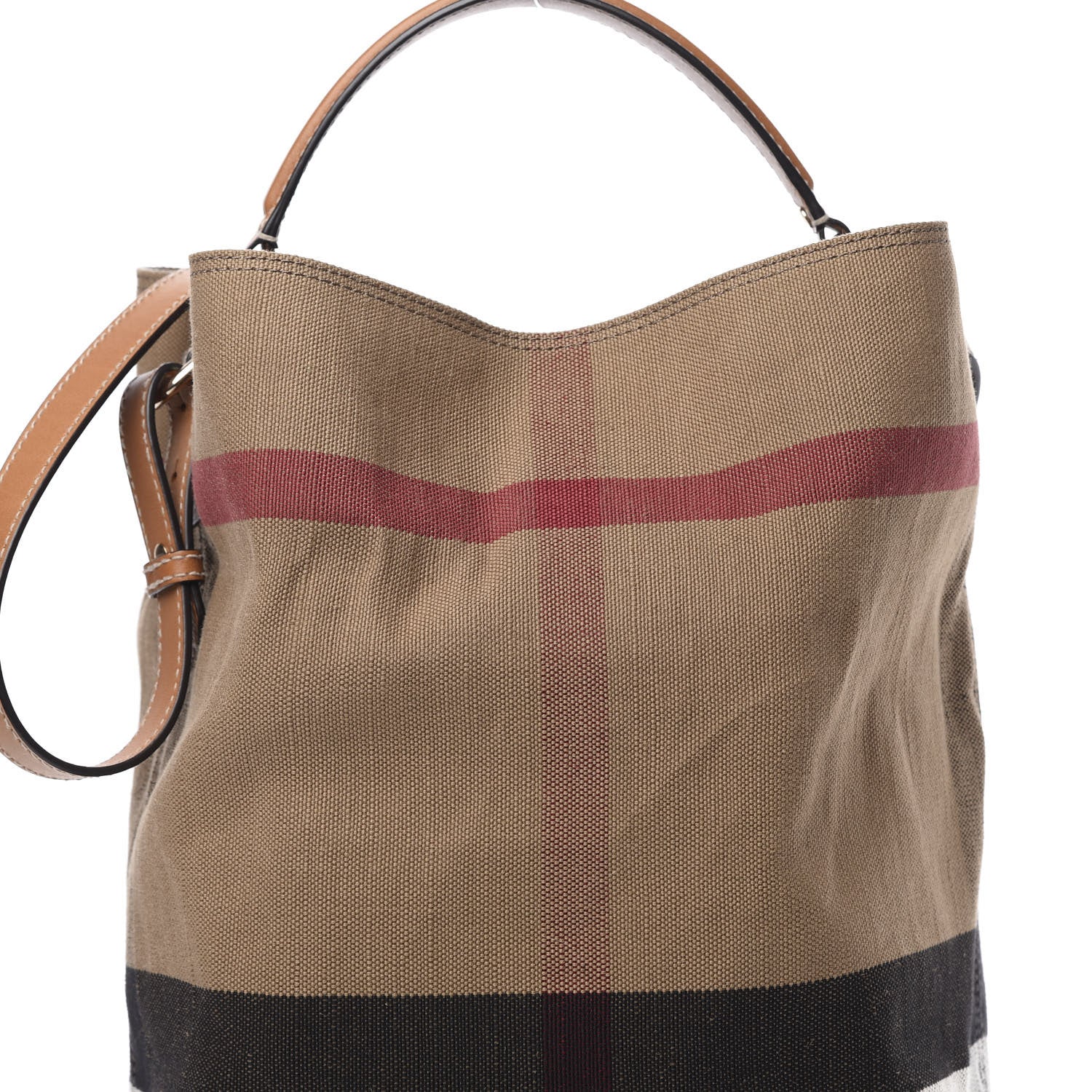 Burberry Canvas Mega Check Medium Ashby Hobo Saddle Brown 10 of 13