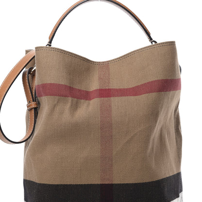Burberry Canvas Mega Check Medium Ashby Hobo Saddle Brown 10 of 13