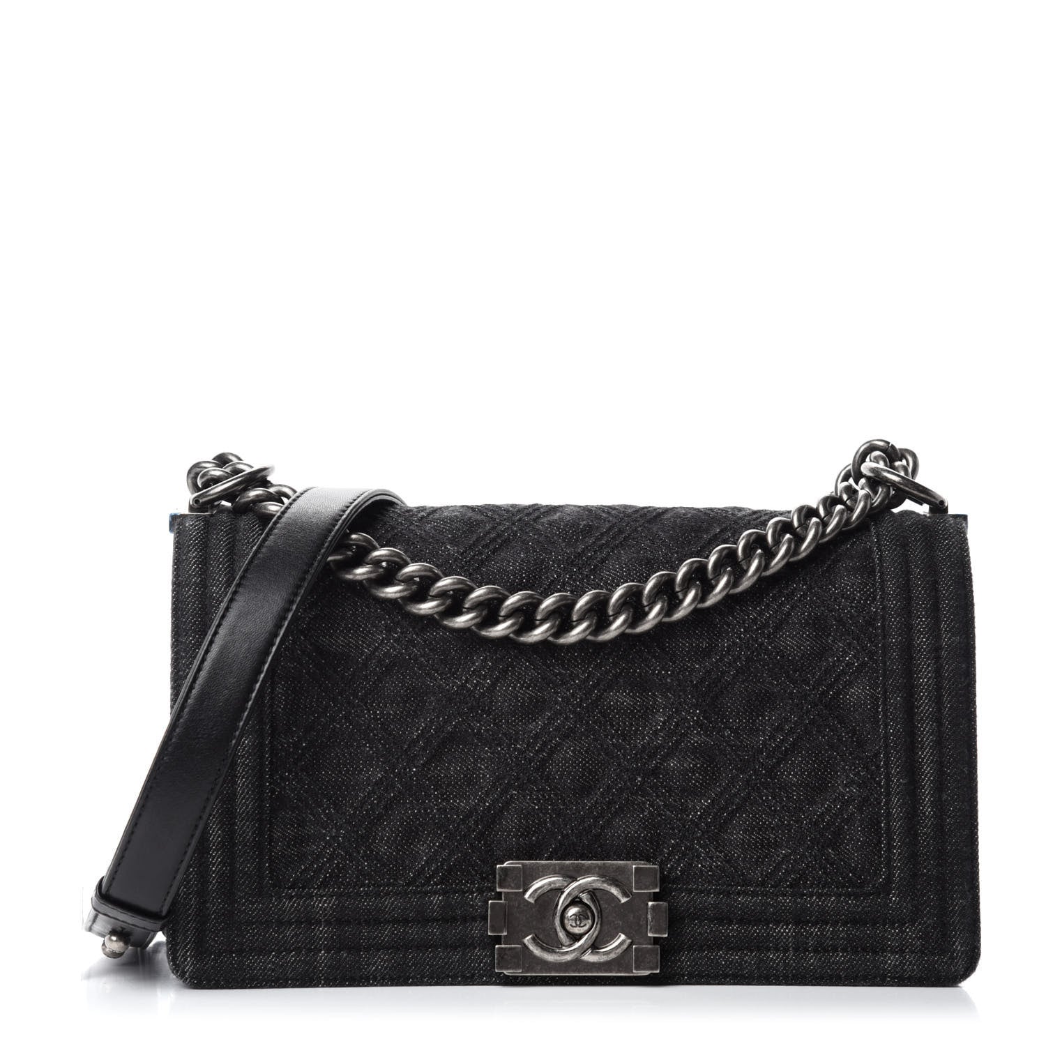Chanel Denim Quilted Medium Boy Flap Black 1 of 11