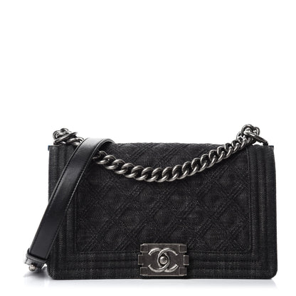 Chanel Denim Quilted Medium Boy Flap Black 1 of 11