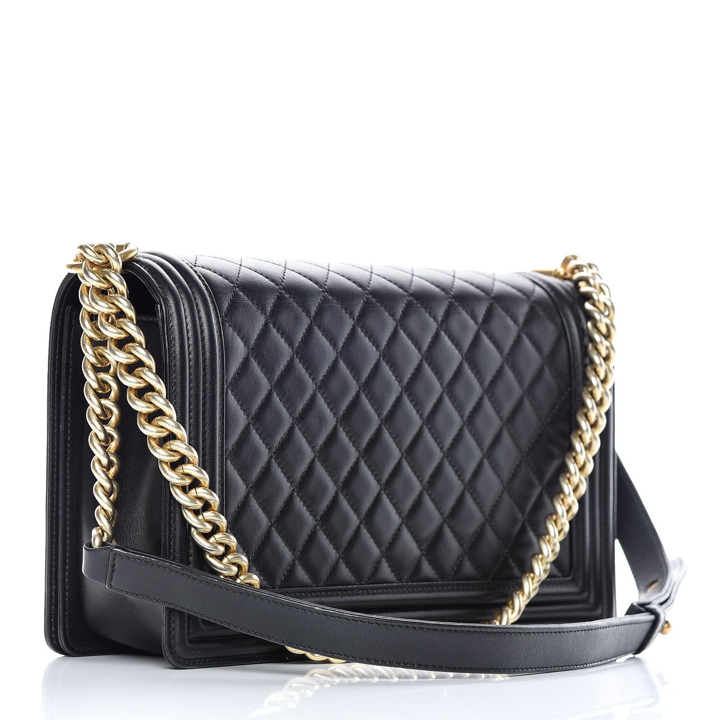 Lambskin Quilted New Medium Boy Flap Black
