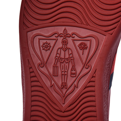 Gucci Miro Soft Calfskin Laminated Ayers Web Bee Embroidered Mens Ace Sneakers 12.5 Hibiscus Red Red Flame Notte 7 of 11