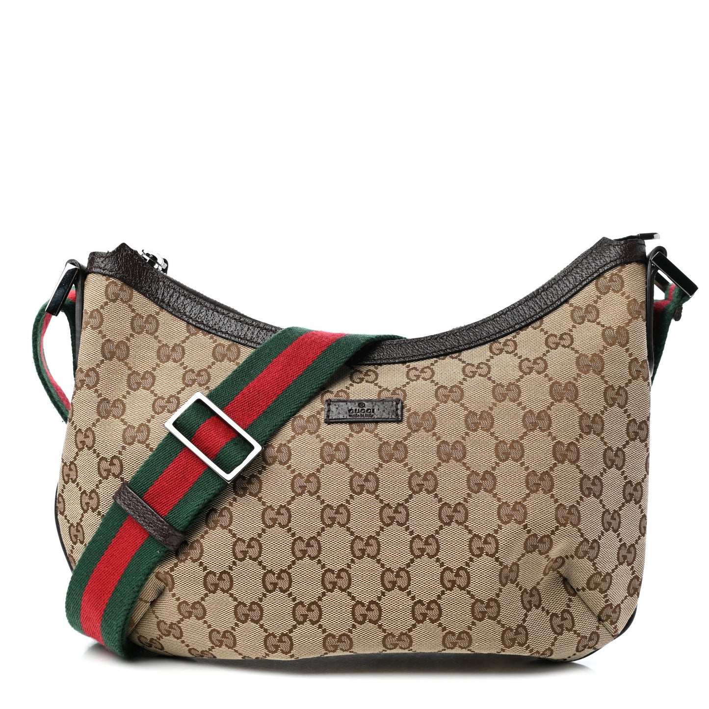 Monogram Web Medium Half Moon Hobo Dark Brown
