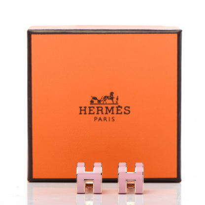 Hermes Rose Gold Lacquered Pop H Earrings Rose Dragee 6 of 6