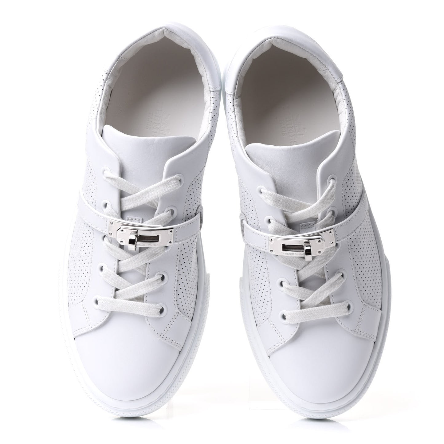 Calfskin Perforated Day Sneakers 38 White