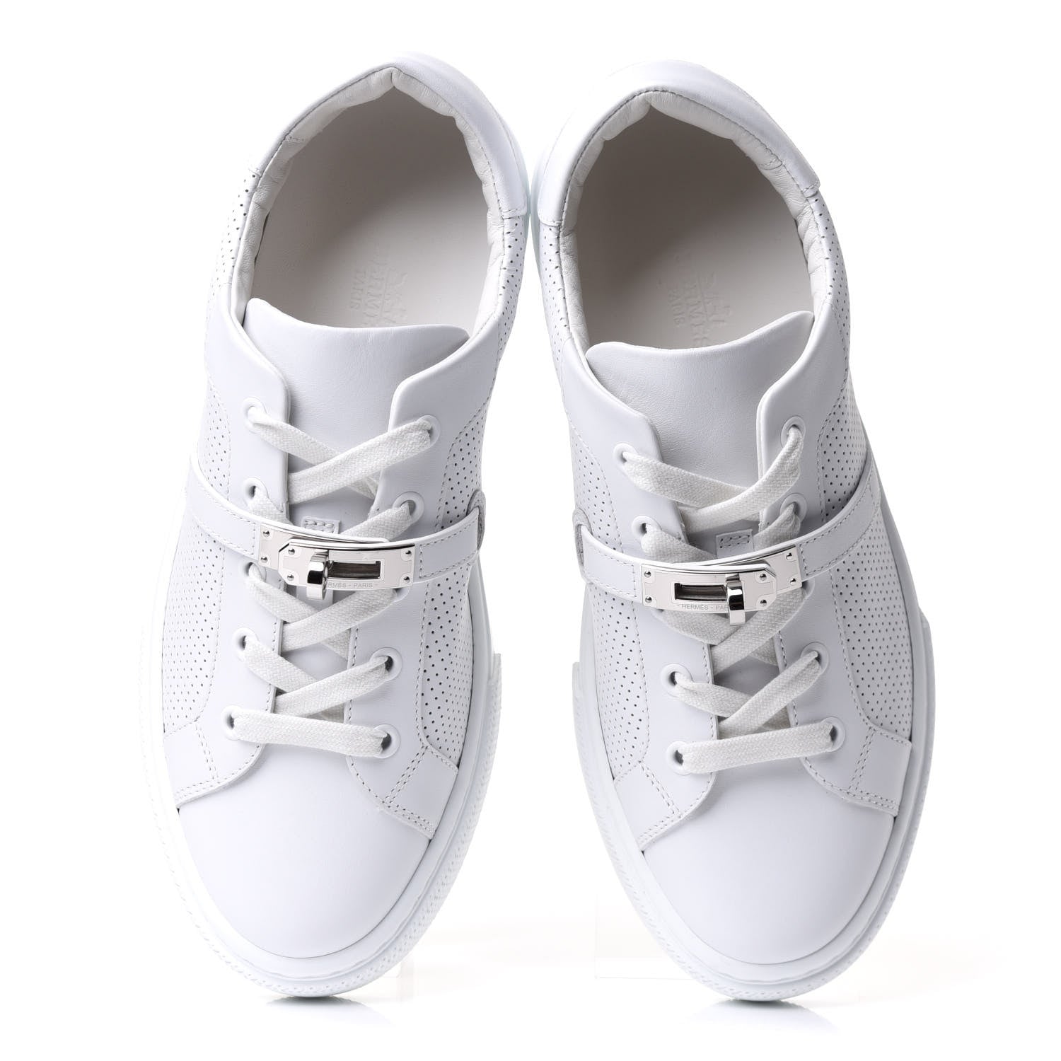 Hermes Calfskin Perforated Day Sneakers 38 White 6 of 13