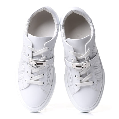 Hermes Calfskin Perforated Day Sneakers 38 White 6 of 13