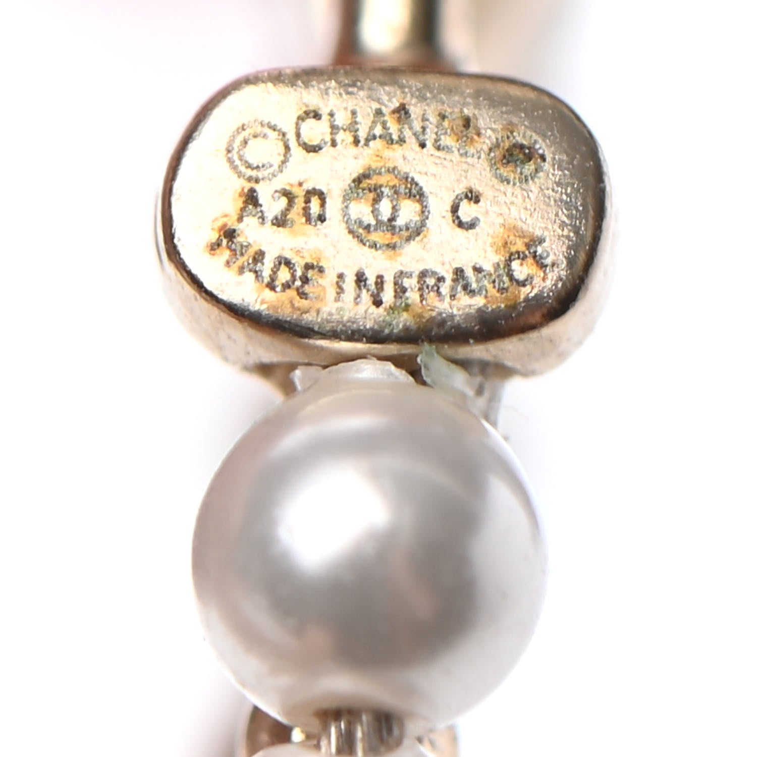 Chanel Pearl Charms CC Hoop Earrings Gold 4 of 4