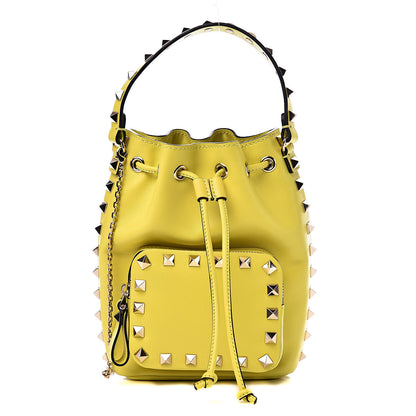 Valentino Garavani Vitello Rockstud Bucket Bag Acid Yellow 1 of 10