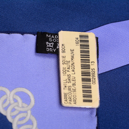 Hermes Silk Parcours Sans Faute Scarf 90 Ardoise Bleu Lagon Mauve 5 of 6
