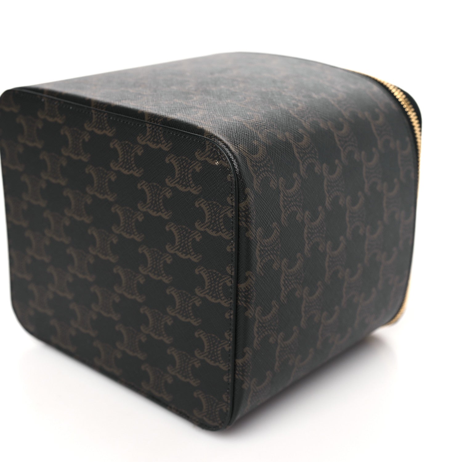 Celine Triomphe Canvas Calfskin Square Vanity Case Tan 1466530