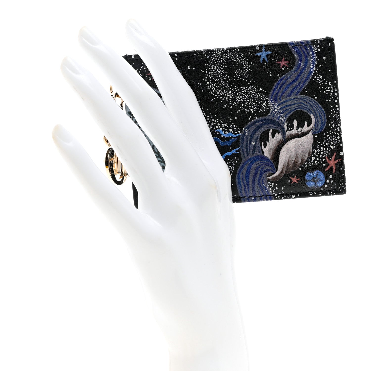 Christian Dior Calfskin Printed Nature Ballet Lady Dior Card Holder Blue 2 of 7