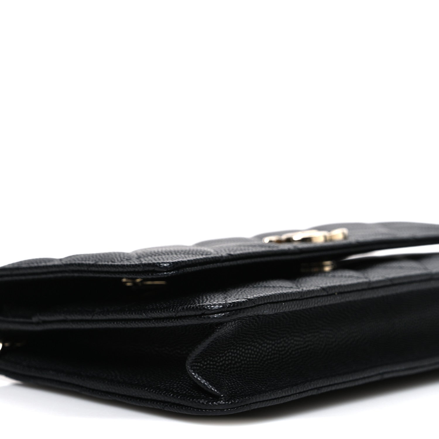 Chanel Caviar Quilted Striated CC Wallet On Chain WOC Black 9 of 11