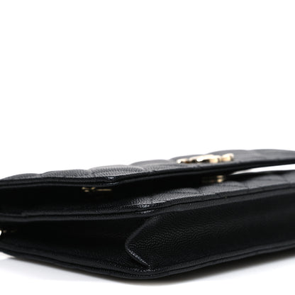 Chanel Caviar Quilted Striated CC Wallet On Chain WOC Black 9 of 11
