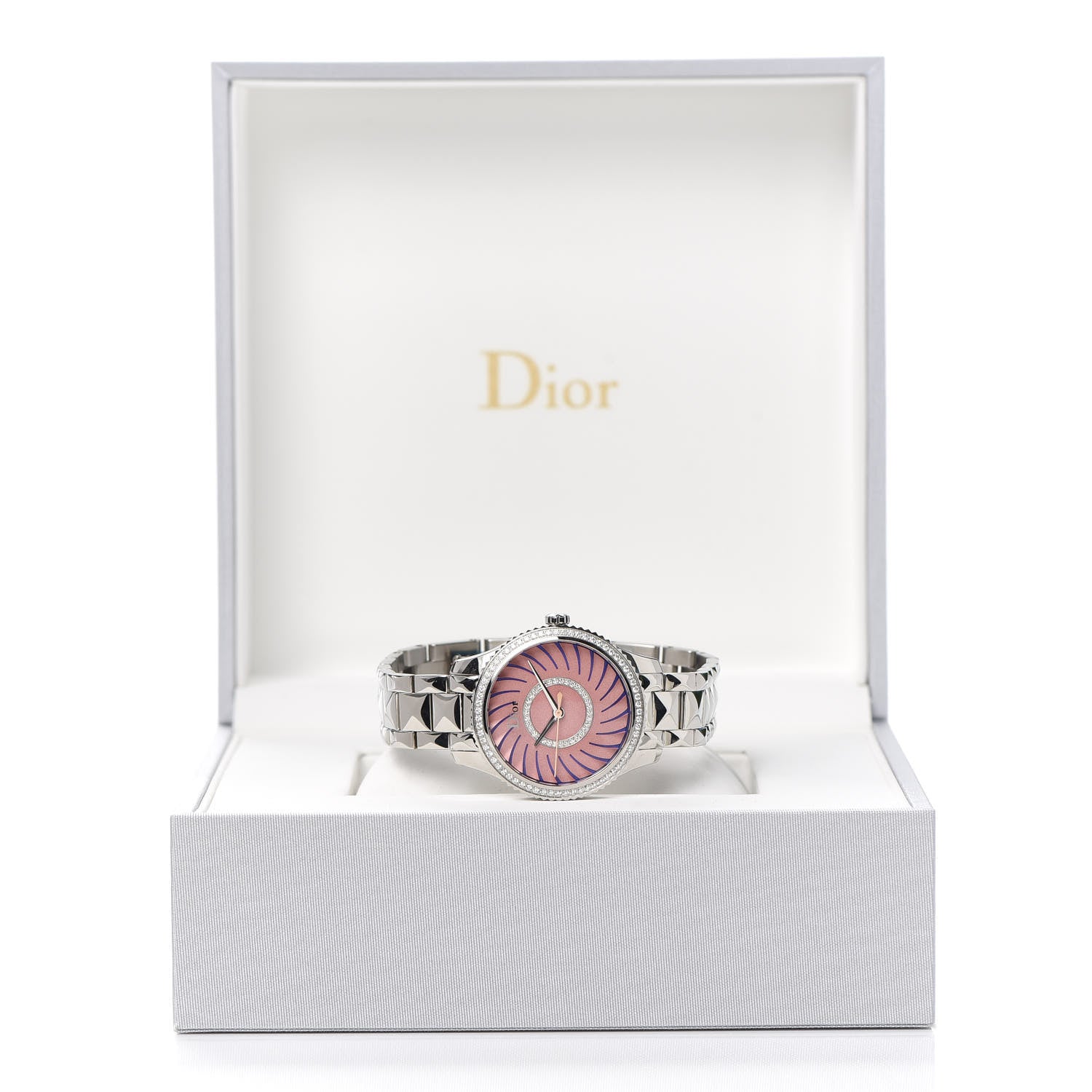 Christian Dior Stainless Steel Diamond Bezel 32mm Dior VIII Montaigne Quartz Watch Pink 6 of 6