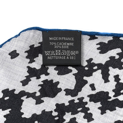 Hermes Cashmere Silk Maillon Effervescent Losange Scarf GM Gris Chine Anthracite Bleu 2 of 4