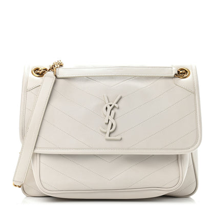 Saint Laurent Lambskin Matelasse Monogram Medium Niki Chain Satchel Ivory 1 of 4