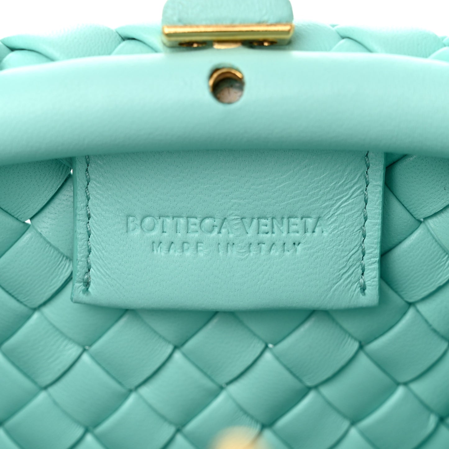 Nappa Intreccio Mini Padded Handle Bag Celadon