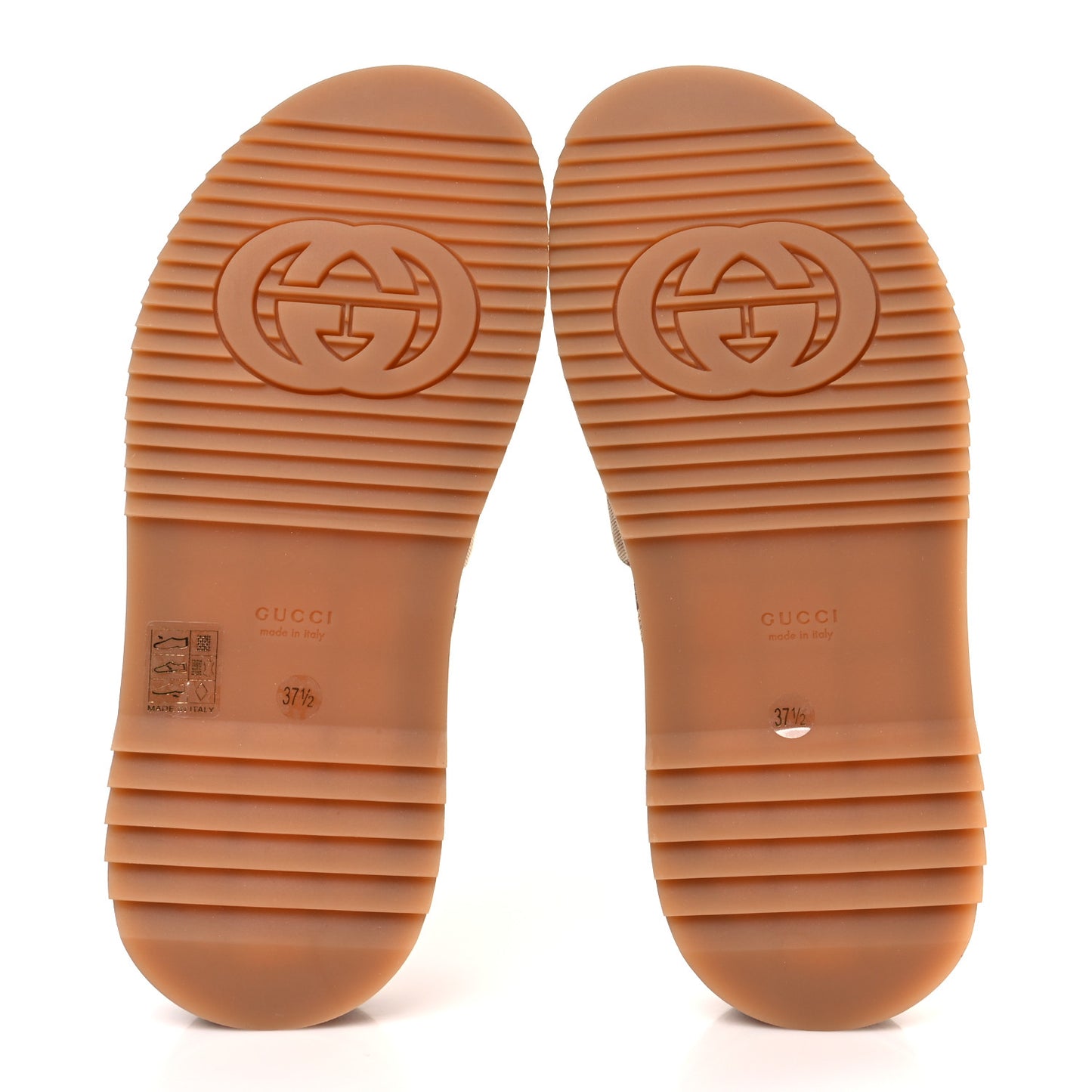Canvas GG Monogram Angelina Platform Slide Sandals 37.5 Beige Ruggine