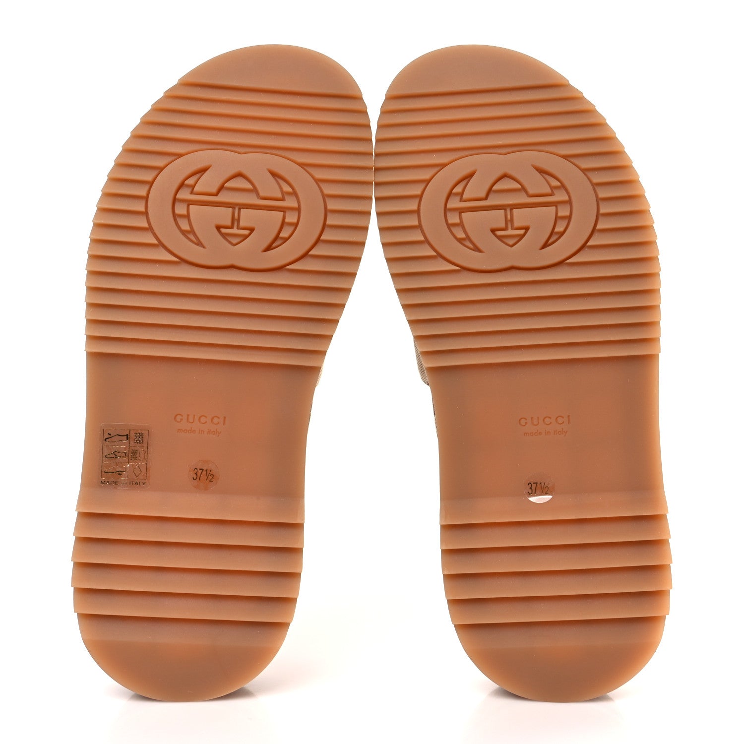 Gucci Canvas GG Monogram Angelina Platform Slide Sandals 37.5 Beige Ruggine 5 of 9