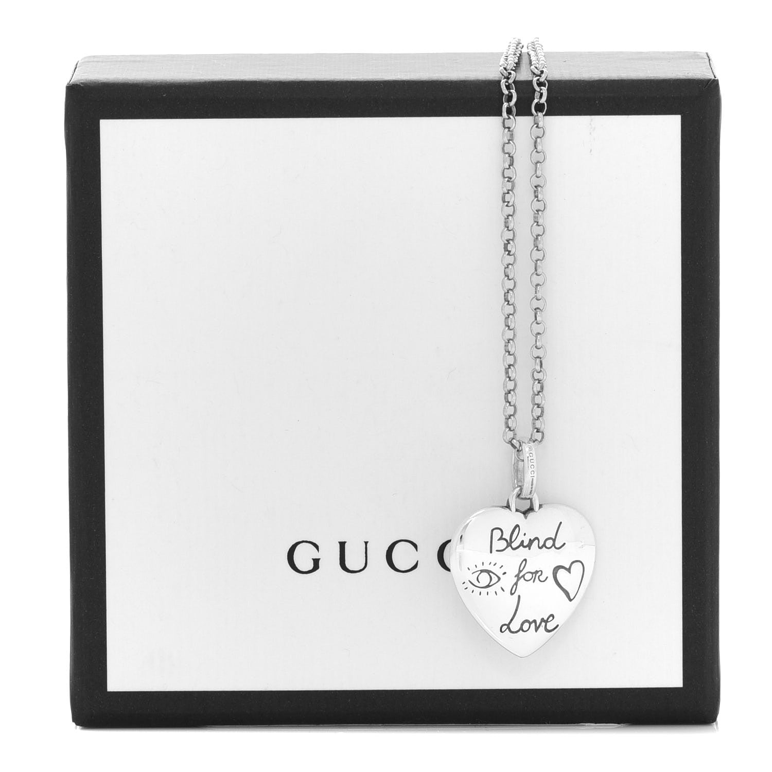 Gucci Sterling Silver Blind for Love Heart Pendant Necklace 7 of 7