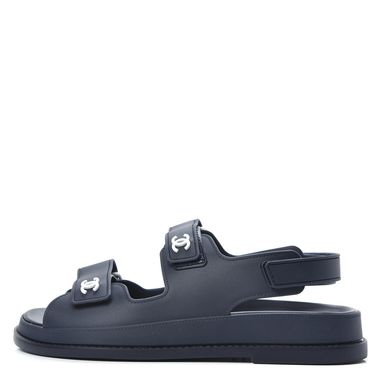 Chanel Rubber CC Dad Sandals 39 Navy 1 of 8