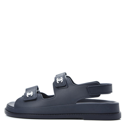 Chanel Rubber CC Dad Sandals 39 Navy 1 of 8