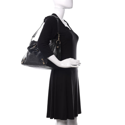 Balenciaga Calfskin Crocodile Embossed Giant 12 Gold Hardware City Black 2 of 10