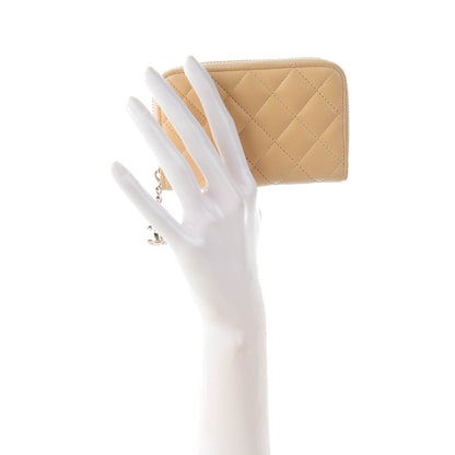 Chanel Lambskin Quilted Zip Around Card Holder Beige Clair 2 of 8