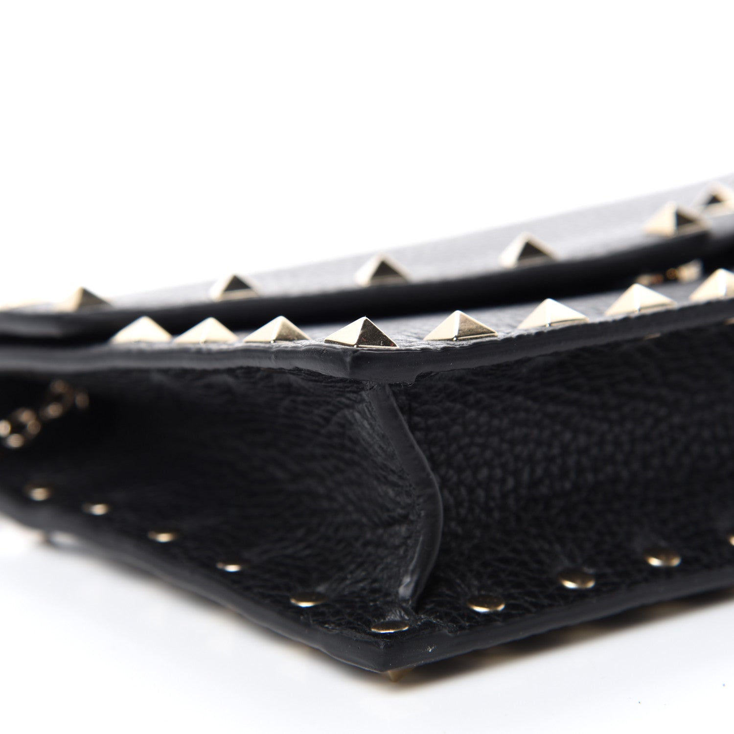 Valentino Garavani Pebbled Calfskin Rockstud Envelope Wallet on Chain Black 6 of 10